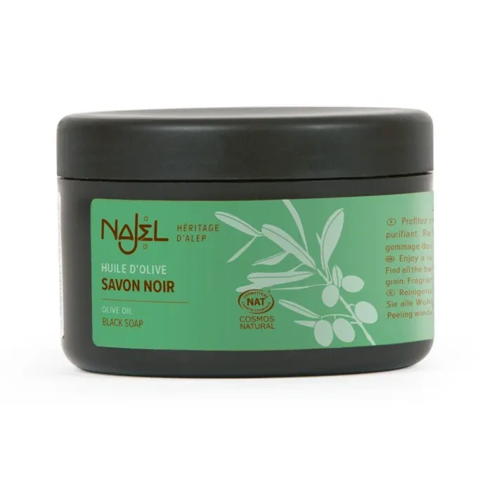 NAJEL Peeling z černého mýdla Aleppo s olivovým olejem 180 g