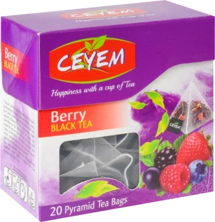 CEYEM Čaj černý cejlonský se zahradními plody 20 pyramidových sáčků 40 g